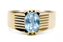 Винтидж бижута Пръстен Aquamarine 14K жълто злато vrc007y-aq Art Deco Руски стил СССР, съветски